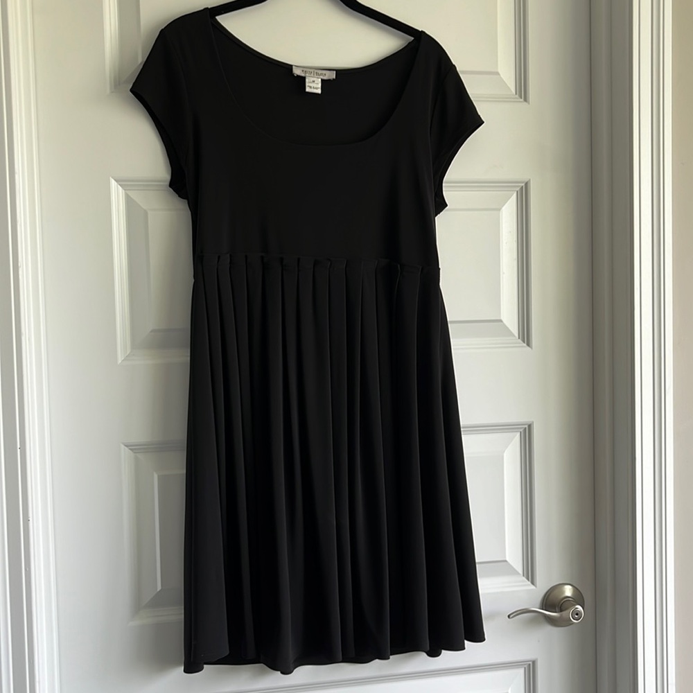 White House Black Market Black Pleated Dress Knee Length